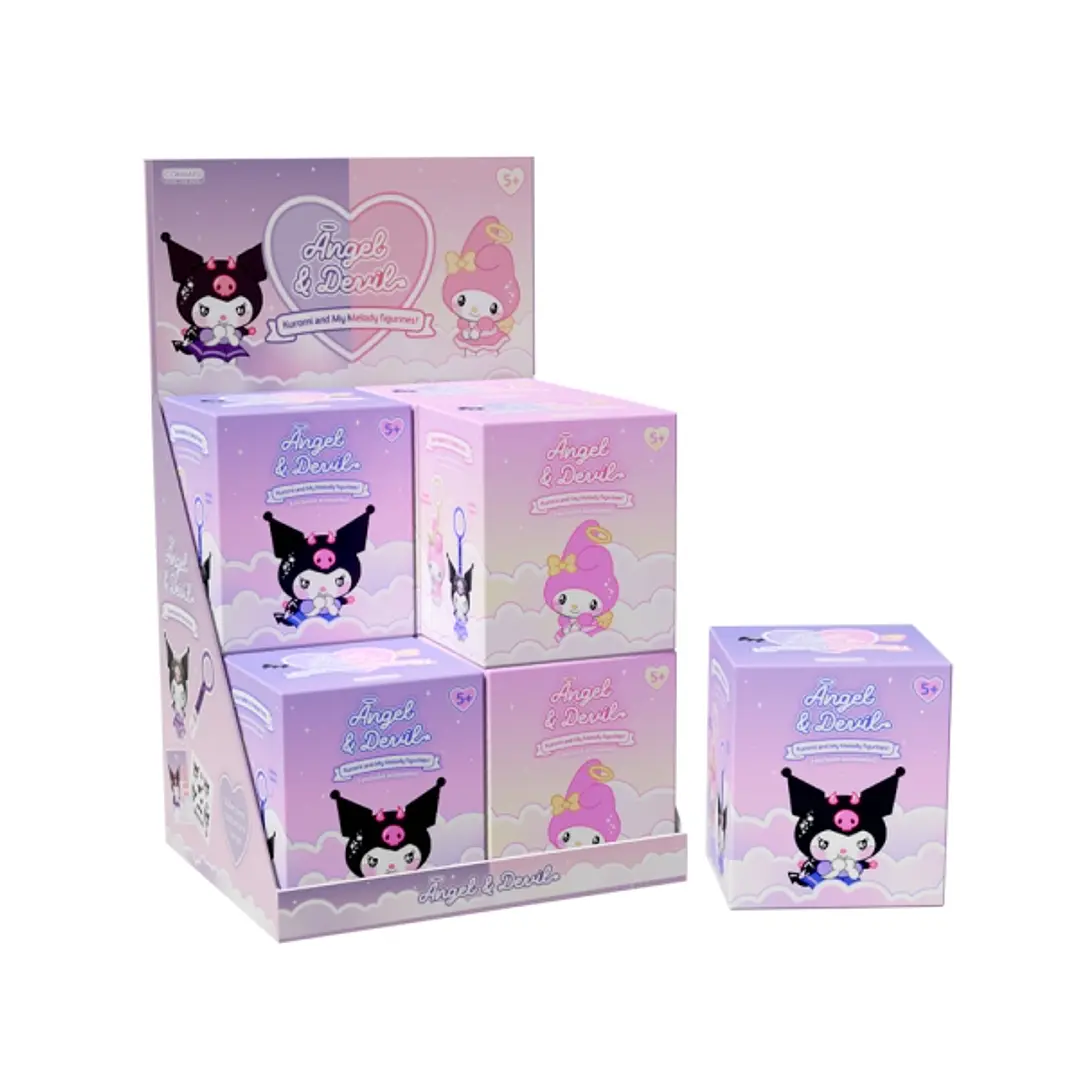 Comansi Display Figuras Angel & Devil 8 Unidades - Kuromi y My Melody - 2 Modelos - 3 Accesorios Exclusivos - Hanger Colgante para Mochila 1