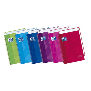 Oxford School Classic Europeanbook 1 Cuaderno A4+ 80 Hojas Microperforadas Cuadricula 5x5mm - Tapa Extradura - 4 Cuadernos por Color