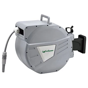 Sungarden SG0166 Manguera 30 Metros - Recogedor Automatico con Guia - Funcion de Retraccion Lenta - Soporte Para Instalacion en Pared - Giro 180 - Col