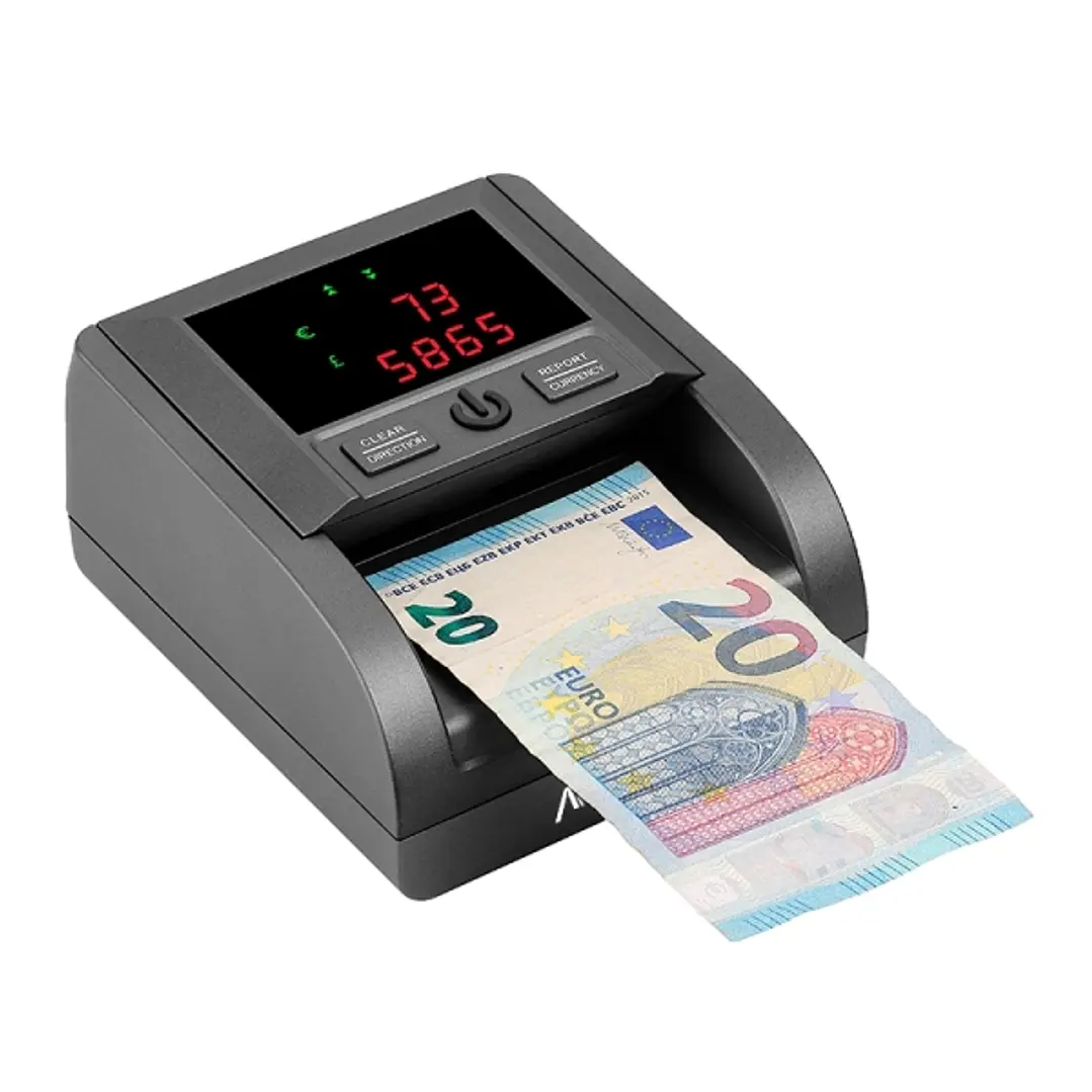 AVPos Contador/Detector de Billetes AVP-DT25G - Cuenta Cantidad de Billetes y Valor Total - Libras y Euros - Alta Velocidad de Conteo - Color Negro 1