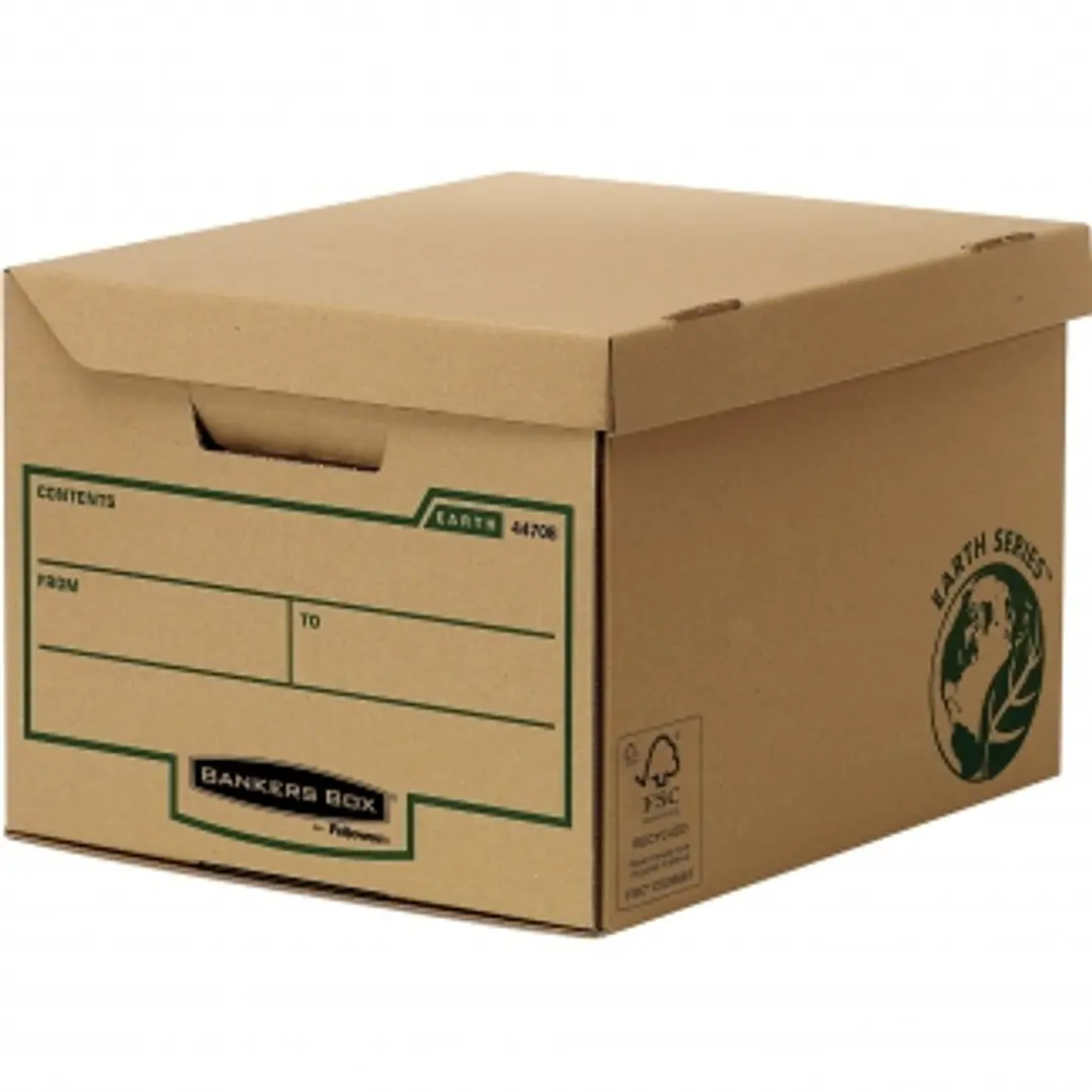 Fellowes Bankers Box Earth Series Maxi Contenedor de Archivos Automontable - Tapa Fija - Admite hasta 6 Caja de Archivo Definitivo 80mm - Carton Recic 1