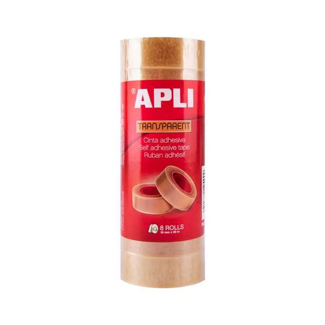 Apli Pack de 8 Cintas Adhesivas Transparentes 19 mm x 33 m 1