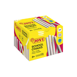 Jovi Classcolor Caja de 100 Tizas Antipolvo Blancas - Compactas - sin Polvo - Materias Primas Naturales - Trazos Nitidos - Faciles de Borrar - Resiste