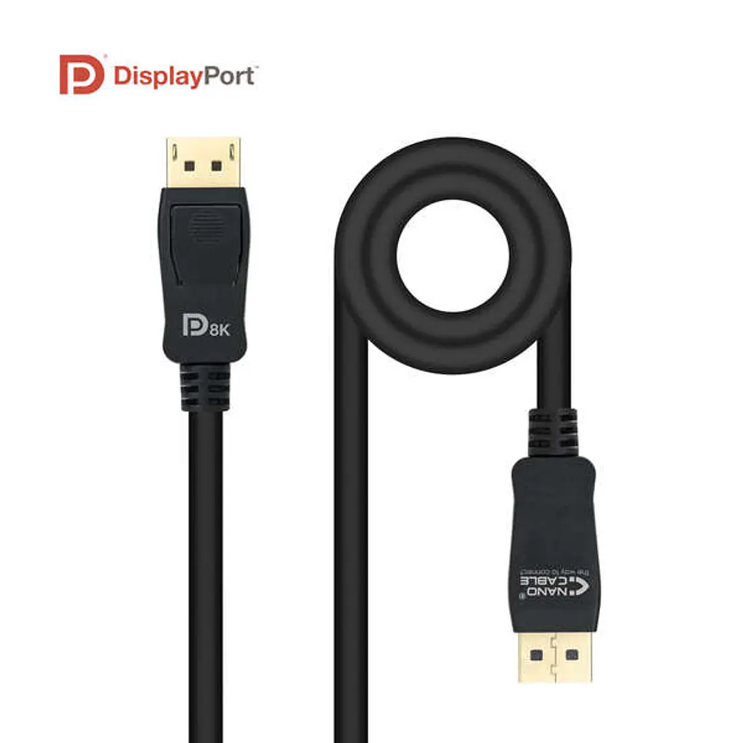 Nanocable Cable Displayport 1.4 Certif. Vesa DP/M-DP/M 0.5m - Color Negro 1