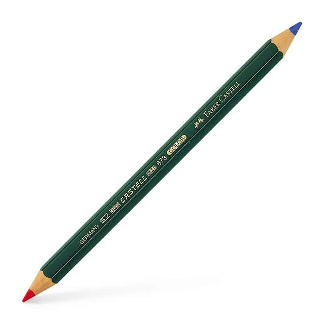Faber-Castell Castell Color 873 Lapiz Grueso Bicolor Hexagonal - Ecologico - Resistente a la Rotura - Color Rojo/Azul 1
