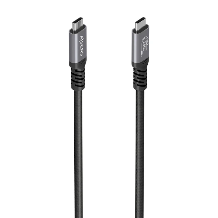 Aisens Cable USB-C Macho - Soporta hasta 240W - Longitud 0.5m - Velocidad de Transferencia hasta 40Gbps - Resolucion 8K - Aluminio - Color Negro 1