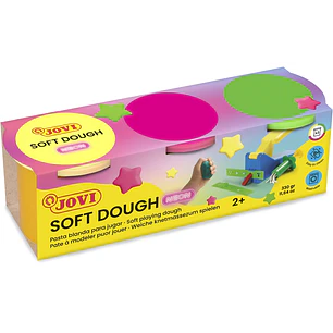 Jovi Soft Dough Blandiver Pack de 3 Botes 110gr - Blanda y Flexible - Facil de Amasar y Moldear - Ideal para Iniciacion al Modelaje - Colores Neon Sur