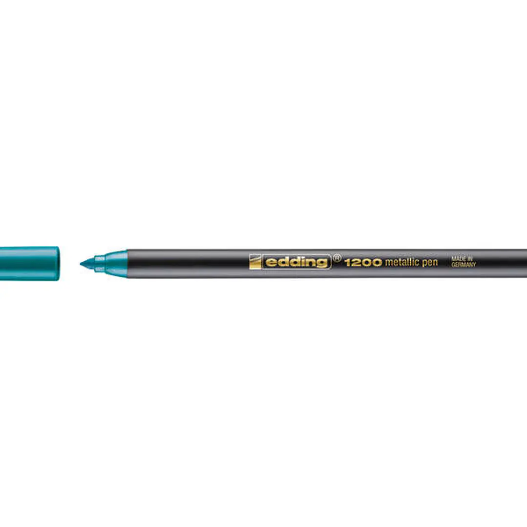 Edding 1200 Rotulador - Punta Redonda - Trazo 1mm - Tinta con Base de Agua - Color Verde Metalizado 1