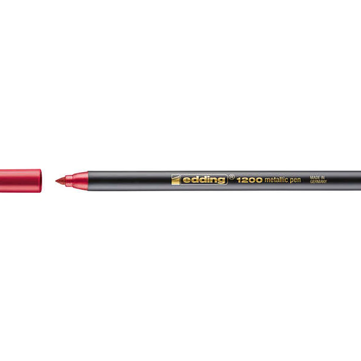 Edding 1200 Rotulador - Punta Redonda - Trazo 1mm - Tinta con Base de Agua - Color Rojo Metalizado 1