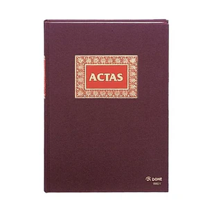 Dohe Libro Actas 50 Hojas Numeradas Papel Offset de 100gr - Tamaño Folio Natural - Encuadernacion en Tela de Primera Calidad con Estampacion en Rojo y
