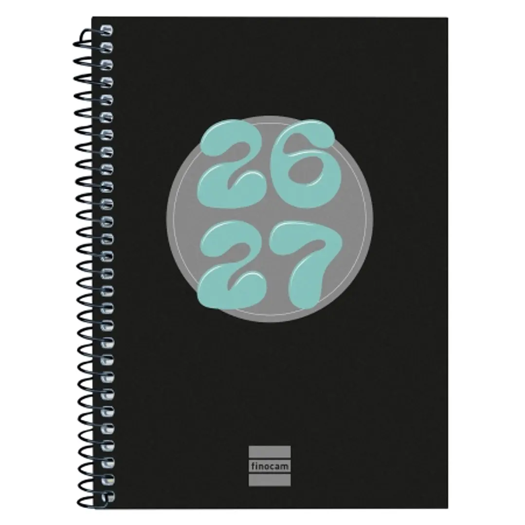 Finocam Cool Agenda Escolar 26/27 - Semana Vista Horizontal - Formato 8º - 120x164mm - Tapas de Carton Forrado - Papel de 80g/m2 - Espiral Metalica -  1