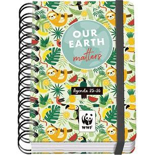 Dohe WWF Tropic Agenda Escolar 25/26 Espiral Wireo A6 - Dia Pagina - Papel 80g/m2 - 4 Hojas de Pegatinas - Cubierta de Carton Plastificado - Cierre c