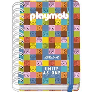 Dohe Playmobil Unite As One Agenda Escolar 25/26 Espiral Wireo A6 - Dia Pagina - Papel 80g/m2 - 4 Hojas de Pegatinas - Cubierta de Carton Plastificad