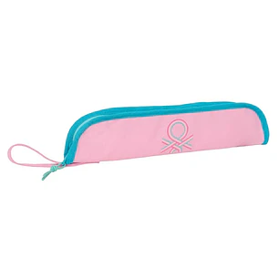 Safta Benetton Dolce Portaflautas - Interior Acolchado - Alojamiento para Varilla - Asa Lateral - Borde Reforzado - 0.6L - 370x20x80mm - Color Rosa Pa