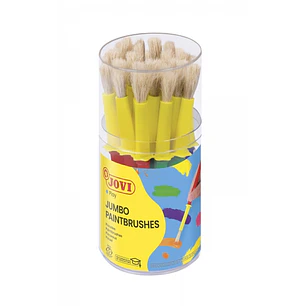 Jovi Jumbo Paint Brushes Bote 20 Pinceles Medianos Pelo Cerda - Gruesos de Pelo Natural - Mango de Plastico - No Gotean - Limpieza Facil - Sistema de 