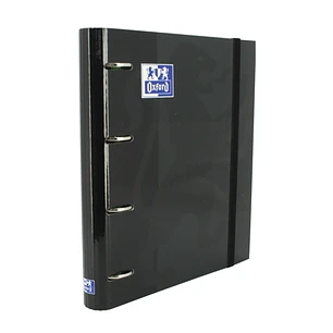 Oxford Europeanbinder Classic A4+ Carpeta de Anillas con Recambio Cuadricula 5x5 - Tapa Extradura - Cierre con Goma Elastica - Color Negro