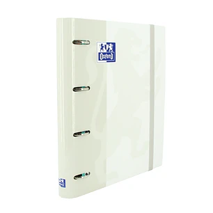 Oxford Europeanbinder Classic A4+ Carpeta de Anillas con Recambio Cuadricula 5x5 - Tapa Extradura - Cierre con Goma Elastica - Color Blanco