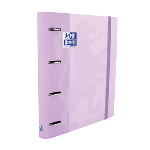 Oxford Europeanbinder Touch A4+ Carpeta de Anillas con Recambio Cuadricula 5x5 - Tapa Extradura - Cierre con Goma Elastica - Color Malva Pastel