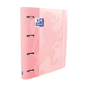 Oxford Europeanbinder Touch A4+ Carpeta de Anillas con Recambio Cuadricula 5x5 - Tapa Extradura - Cierre con Goma Elastica - Color Flamingo Pastel