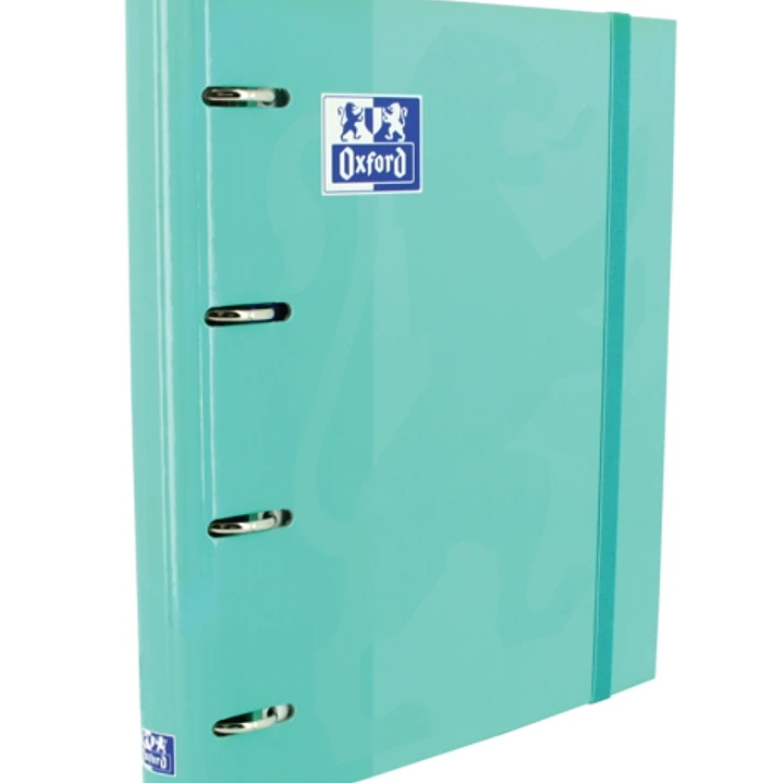 Oxford Europeanbinder Classic A4+ Carpeta de Anillas con Recambio Cuadricula 5x5 - Tapa Extradura - Cierre con Goma Elastica - Color Ice Mint 1