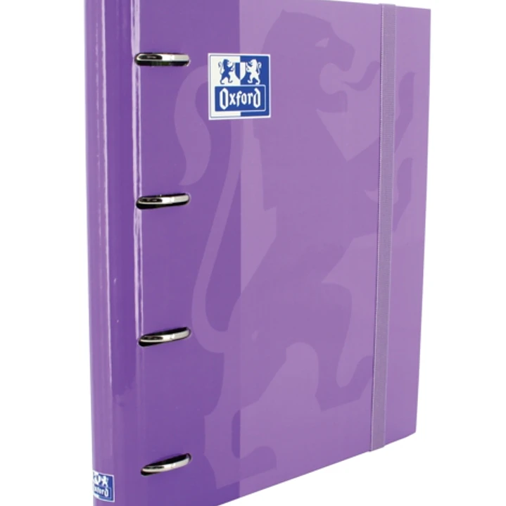 Oxford Europeanbinder Classic A4+ Carpeta de Anillas con Recambio Cuadricula 5x5 - Tapa Extradura - Cierre con Goma Elastica - Color Malva 1