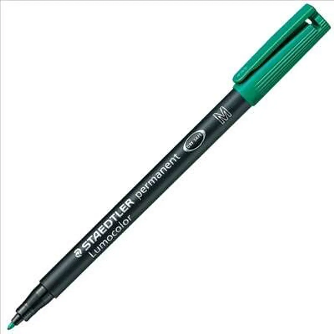 Staedtler Lumocolor 317 Rotulador Permanente - Punta Media Redonda - Trazo 1mm Aprox - Capuchon con Clip - Secado Rapido - Color Verde 1