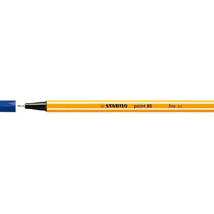 Stabilo Point 88 Rotulador de Punta Fina de Fibra - Trazo de 0.4 mm - Tinta con Base de Agua - Color Azul Oscuro 1