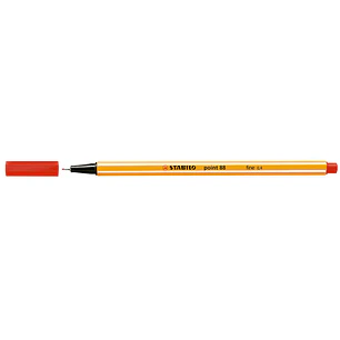 Stabilo Point 88 Rotulador de Punta Fina de Fibra - Trazo de 0.4 mm - Tinta con Base de Agua - Color Rojo