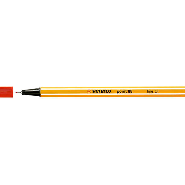 Stabilo Point 88 Rotulador de Punta Fina de Fibra - Trazo de 0.4 mm - Tinta con Base de Agua - Color Rojo 1