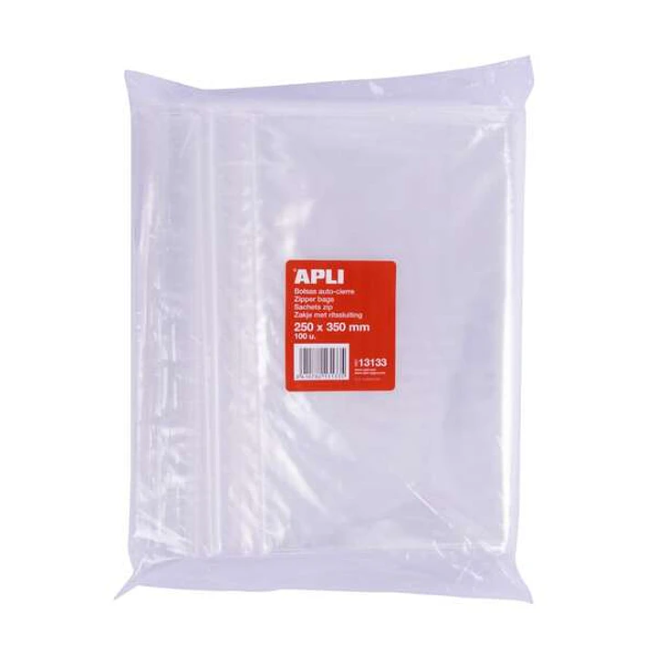 Apli Pack de 100 Bolsas de Auto Cierre 250 x 350 mm - Cierre Seguro - Aptas para Alimentos 1