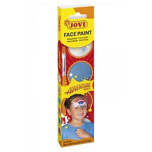 Jovi Adventure Estuche de 3 Botes 8ml Maquillaje Crema + Accesorios - Hipoalergenico - Facil Aplicacion - Base Grasa - Elimina sin Agua - Incluye Espo