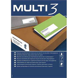 Multi3 Pack de 2700 Etiquetas Blancas Tamaño 70x30mm - 100 Hojas x 27 Etiquetas - Aptas para Imprimir