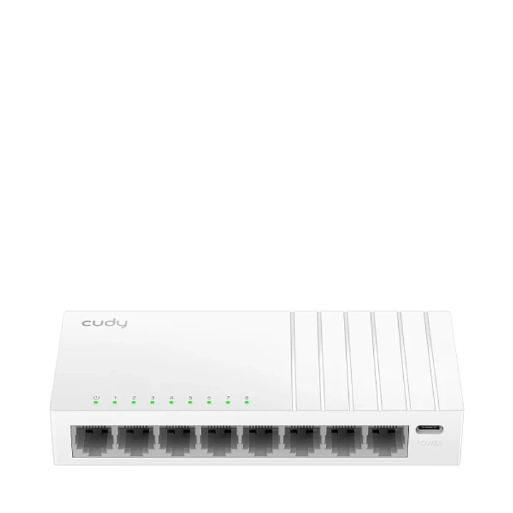 Cudy Switch 8 Puertos RJ45 - Alimentacion por USB-C - Capacidad Conmutacion 16Gbps - Indicadores LED - 138x61.5x24mm - Color Blanco 1