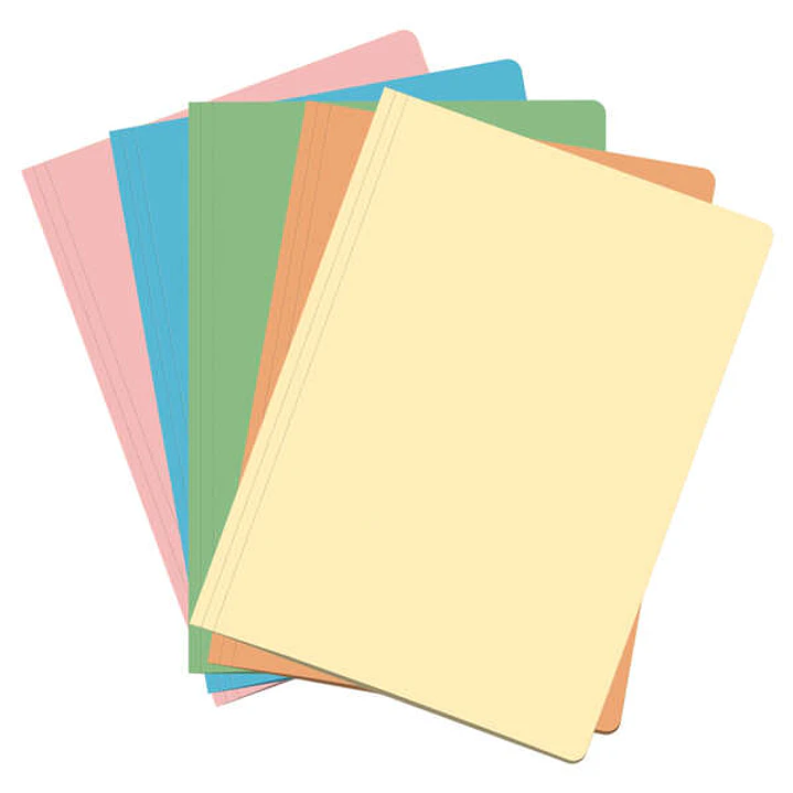 Dohe Pack de 50 Subcarpetas de Cartulina - Tamaño Folio - Ranura para Fastener - Colores Claros Surtidos 1