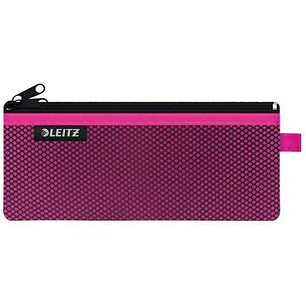 Leitz WOW Bolsa Porta-Todo Mediana 2 Compartimentos - Tamaño 85x6x210mm - Lavable y Duradera - Cierre de Cremallera - Color Fucsia