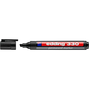 Edding 330 Rotulador Permanente - Punta Biselada - Trazo entre 1 y 5 mm. - Tinta casi Inodora - Capuchon con Clip - Secado Rapido - Color Negro