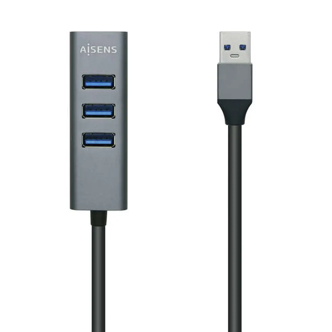 Aisens Hub USB 3.0 Aluminio - Tipo A Macho a 4xTipo A Hembra - 10cm 1