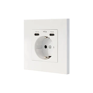 Nanocable Roseta Base de Enchufe de Pared Empotrable Tipo Schuko - 2xUSB-C PD - 3.4A - Color Blanco