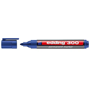 Edding 300 Rotulador Permanente - Punta Redonda - Trazo entre 1.5 y 3 mm. - Tinta Casi Inodora - Capuchon con Clip - Secado Rapido - Color Azul