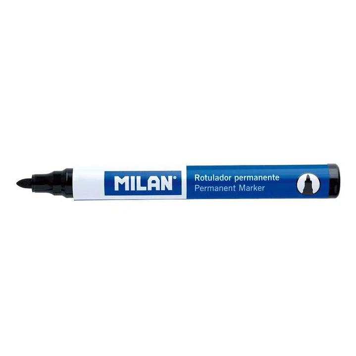 Milan Rotulador Permanente - Punta Redonda 4mm - Tinta a Base de Alcohol - Color Negro 1