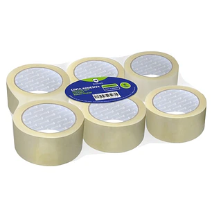Bismark Pack de 6 Precintos de Embalaje 50mm x 66m - Polipropileno 55 micras - Transparente