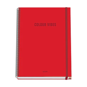 Dohe Colour Vives Cuaderno Espiral A4 100 Hojas Microperforadas Cuadricula 5mm - Tapa Dura Carton Forrado - Cierre de Goma - Bandas de Color - Color R