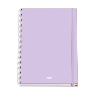 Dohe Serenity Cuaderno Espiral A4 100 Hojas Microperforadas Cuadricula 5mm - Tapa Dura Carton Forrado - Cierre de Goma - Bandas de Color - Color Morad