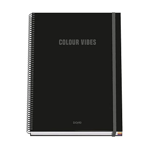 Dohe Colour Vives Cuaderno Espiral A4 100 Hojas Microperforadas Cuadricula 5mm - Tapa Dura Carton Forrado - Cierre de Goma - Bandas de Color - Color N