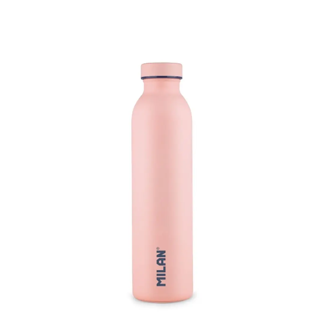 Milan Coleccion 430 Botella Isotermica 0.59L - Doble Pared de Acero Inoxidable - Liquidos Calientes hasta 12h, Frios hasta 24h - Color Rosa 1