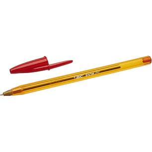 Bic Cristal Original Fine Boligrafo de Bola - Punta Redonda de 0.8mm - Trazo de 0.30mm - Tinta con Base de Aceite - Translucido - Color Rojo