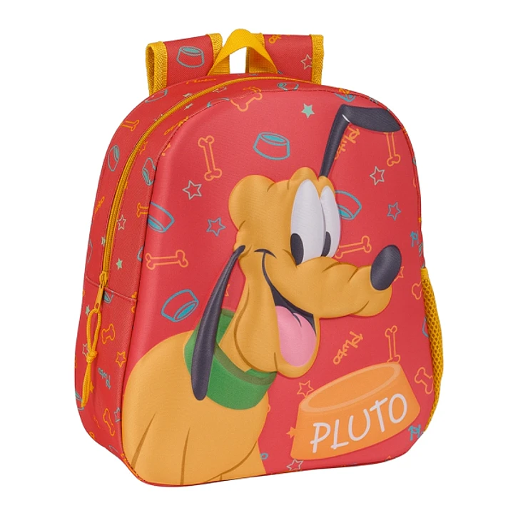 Safta Pluto Mochila 3D de 8.64L - Portabotellas - Tarjeta de Identificacion Personal - Hombreras Acolchadas - 27x33x10cm - Color Rojo 1