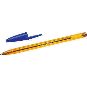 Bic Cristal Original Fine Boligrafo de Bola - Punta Redonda de 0.8mm - Trazo de 0.30mm - Tinta con Base de Aceite - Translucido - Color Azul