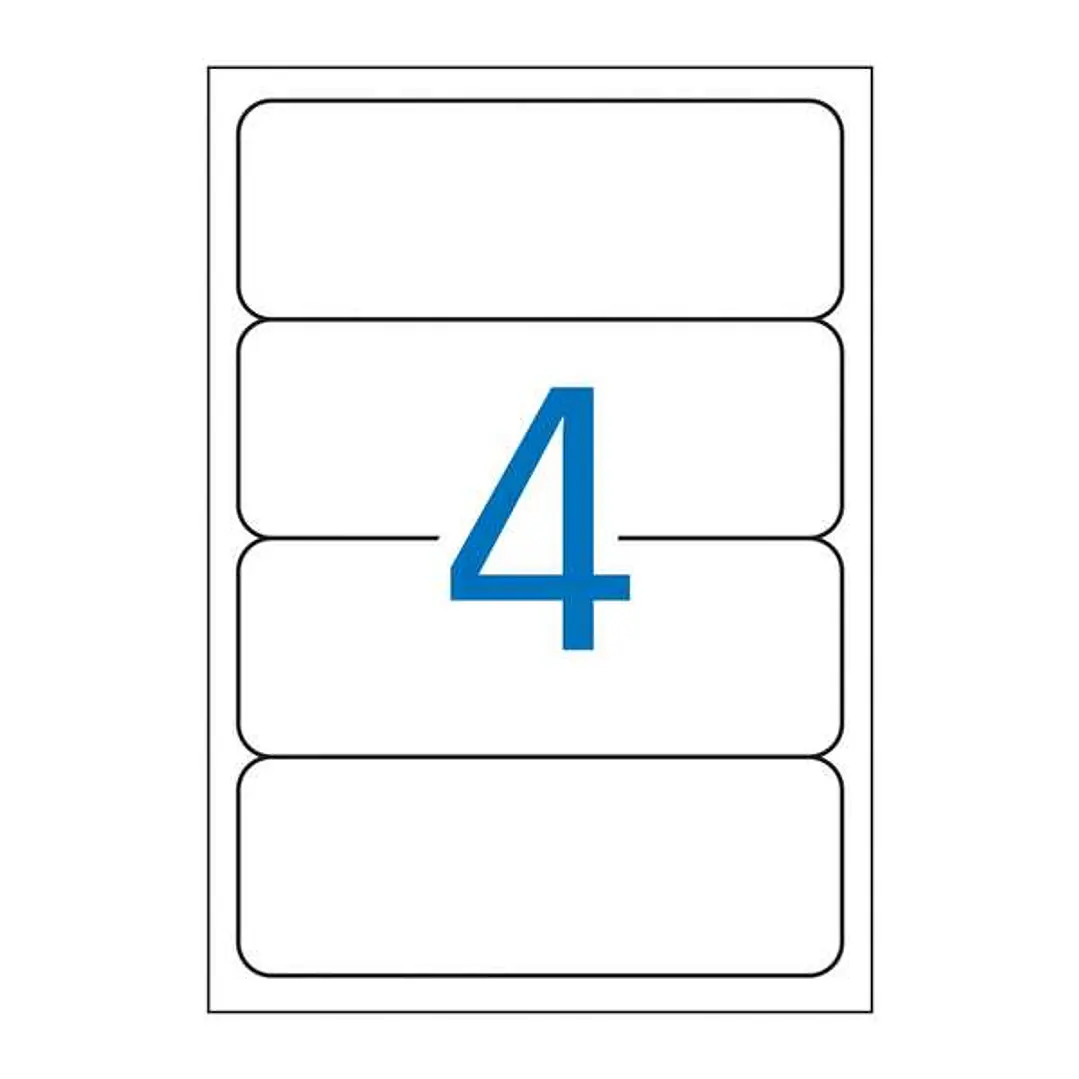 Apli Pack de 100 Etiquetas Rectangulares para Archivo 190x61mm - 25 Hojas por 4 Etiquetas - Adhesivo Permanente - Cantos Romos - Color Blanco 1