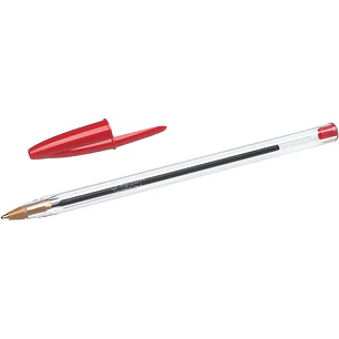 Bic Cristal Original Boligrafo de bola - Punta redonda de 1.0mm - Trazo 0.4mm - Tinta con Base de Aceite - Color Rojo
